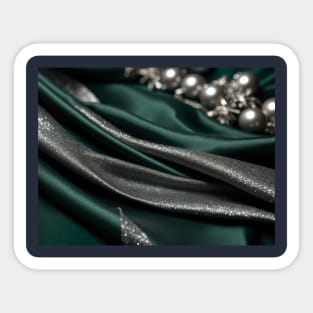 Green silver Christmas silk with pearls Sticker